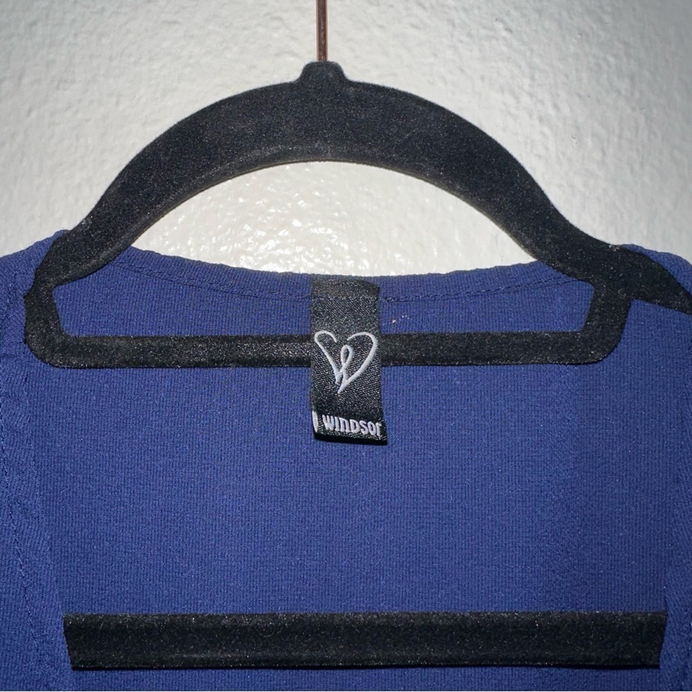 Navy Blue Windsor Front Tie Crop Top - Picture 5 of 5